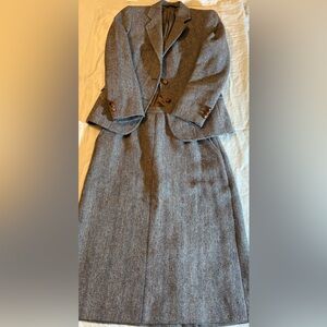 Vintage Harris Tweed Skirt Suit Houndstooth Scottish Wool